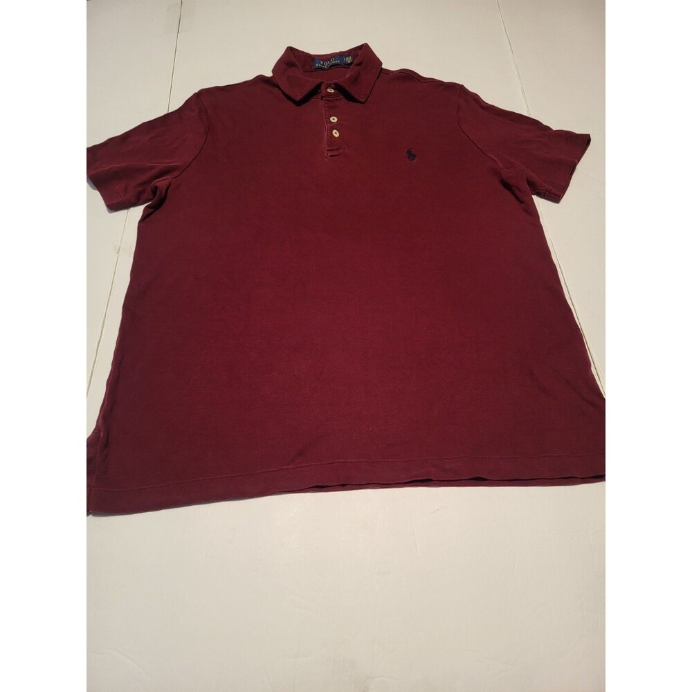 (#16) Polo By Ralph Lauren Short Sleeve Size Men's Large Burgundy